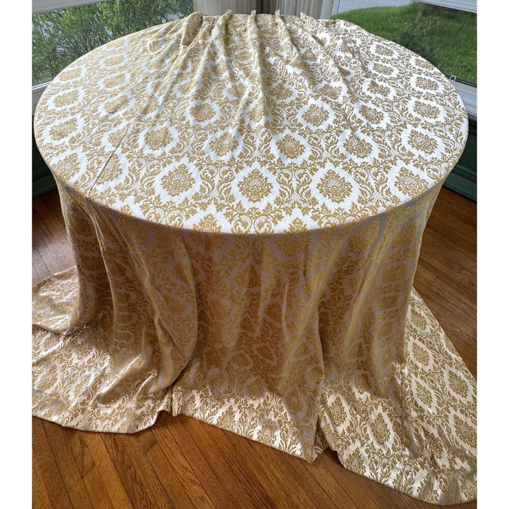 Vintage 60s curtain, golden brocade drapery, pleated blackout panel, JC Penney